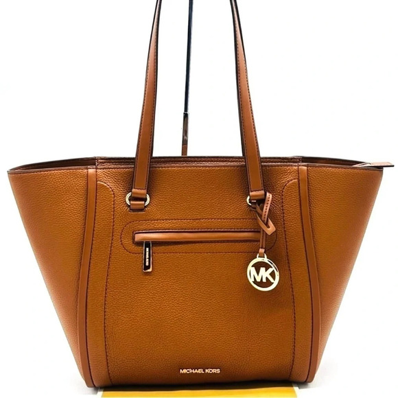 Michael Kors Bag Shopper Carine Large Front Zip Tote Bag Brown/Gold (NWT) - Picture 1 of 10